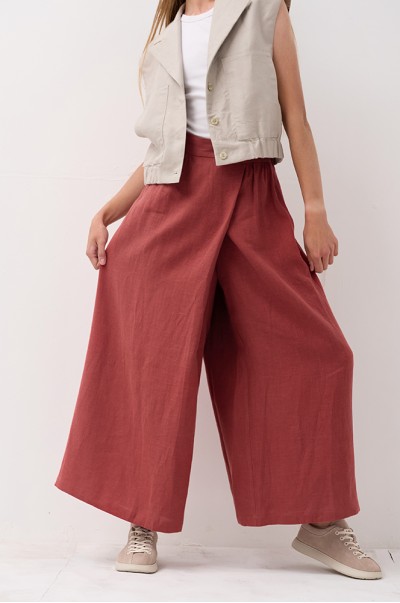 Штани хакама льон теракот (БР 79/2)